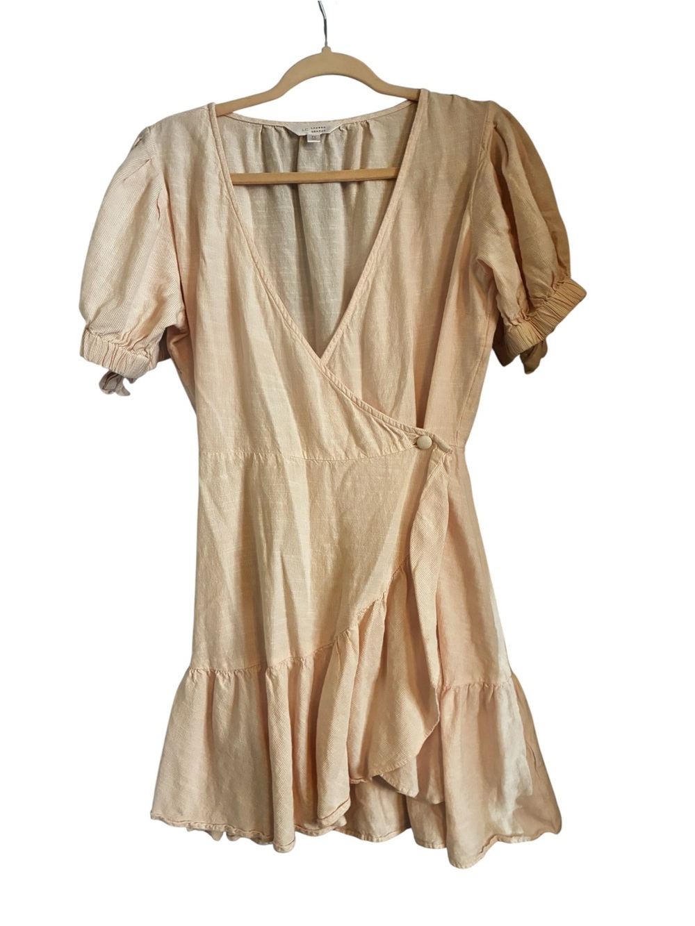 LC Lauren Conrad Peach Wrap Ruffle Mini Dress